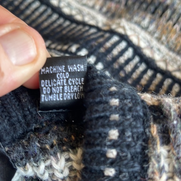 1980s-1990s Vintage Blue and Brown Knitted Pull Over Crew  Mens Size XL - Picture 13 of 14